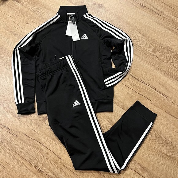adidas Women’s 3-stripe Tricot tracksuit Black/white (Jacket & Pants) Size Small - Picture 1 of 9